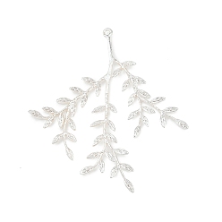 Лист Латунные подвески, серебряные, лист, 49.5x44x2 мм, отверстие : 1.2 мм