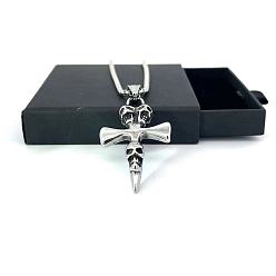 Нержавеющая Сталь Цвет Подвеска-крест в виде черепа с круглыми бусинами от Amis для мужчин, ювелирные аксессуары.