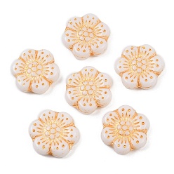 Персиковый Слойка Чешские прессованные стеклянные бусины в стиле Богемия, цветок, розовые, 12.5x13.5x3.5 мм, отверстие : 1 мм, около 274 шт / упаковка