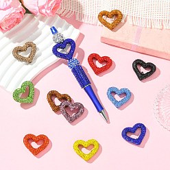 (52) Непрозрачная лаванда Бусины из полимерной глины в форме сердца со стразами, Фокальные бусины для самодельного брелока для телефона, принадлежности для изготовления ручек и ювелирных изделий, разноцветные, 27.5x33.5x8 мм, отверстие : 2 мм