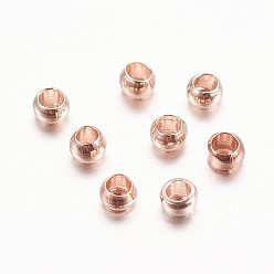 Rose Gold Brass Crimp Beads, Cadmium Free & Lead Free, Rondelle, Rose Gold, 2x1.2mm, Hole: 1.2mm