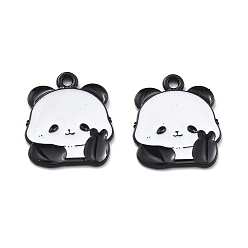 Панда Подвески из эмалевого сплава с изображением панды, чёрные, панда, 20.5x17x1 мм, отверстие : 1.8 мм