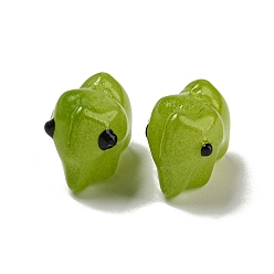 Желто-Зеленый Прозрачные стеклянные бусины ручной работы, бусины ручной работы, с эмалью, слон, желто-зеленый, 11x9.5x14.5 мм, отверстие : 1.2~1.4 мм
