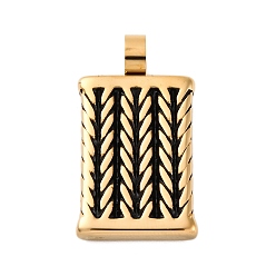 Золотой 304 нержавеющей стальной эмали подвески, ионное покрытие (ip), прямоугольник амулеты, золотые, 31x17x6.5 мм, отверстие : 5 мм