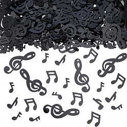 Black 50G PVC Confetti, Party Decoration, Musical Note, Black, 10~33x6.5~13.5x0.5mm