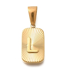 Letter L 304 подвески из нержавеющей стали, прямоугольник с подвеской в виде буквы, реальный 18 k позолоченный, Письмо L, 22x12.5x4 мм, отверстие : 8x4 мм