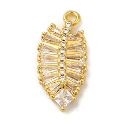 Золотой Латунные микро проложить кубического циркония подвески, долговечный, без кадмия и без свинца, лист, золотые, 20.5x10x3.5 мм, отверстие : 1.6 мм