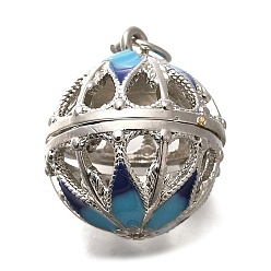 Платина Стойка гальваническое покрытие латунная эмаль бусины клетка подвески, без кадмия и без свинца, долговечный, свиной пятачок, платина, 22.5x17.5x20.5 мм