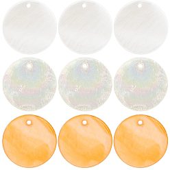 (52) Непрозрачная лаванда 42 шт. 3 стили подвески из натуральной ракушки капиз и пресноводной ракушки, плоские круглые прелести, разноцветные, 25x1~2 мм, отверстие : 1.5~2 мм, 14 шт / стиль