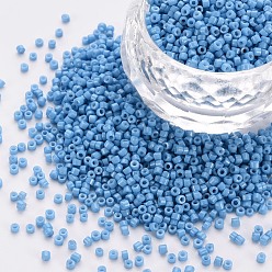 Kornblumenblau Glaszylinderperlen, Perlen, Backen Farbe, Rundloch, Kornblumenblau, 1.5~2x1~2 mm, Bohrung: 0.8 mm, ca. 45000 Stk. / Beutel, ungefähr 1Pfund/Beutel
