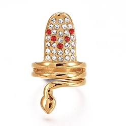 Кристалл (продажа фабрики ювелирных изделий)ионное покрытие(ip) 304 кольца из нержавеющей стали, со стразами, золотые, кристалл & свет Сиам, Размер 3~5, 13~15 мм