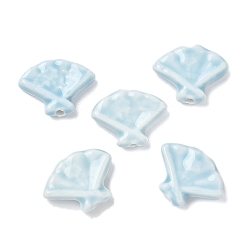 Бледно-бирюзовый Фарфоровые бусины ручной работы, пастельный фарфор, вентилятор, бледные бирюзовая, 19x24x6 мм, отверстие : 1.8 мм