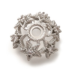 Платина Покрытие стойки латунь микро паве прозрачные колпачки из кубического циркония, долговечный, без свинца и без кадмия, платина, пригодный для стразов 4 мм, 16x6 мм, отверстие : 2.5 мм