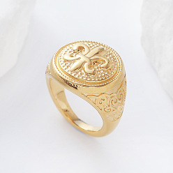Золотой Панк 304 кольца из нержавеющей стали для мужчин, геральдическая лилия, золотые, размер США 7 (17.3 мм)