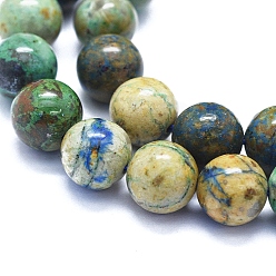 Chrysocolla Natural Chrysocolla Beads Strands, Round, 10mm, Hole: 1mm, about 39~40pcs/Strand, 15.35 inch(39cm)