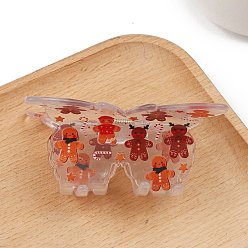Gingerbread Man Рождественская тема, заколки для волос из ПВХ с когтями, Колобок, 73x65 мм
