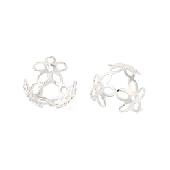 Серебро Покрытие стойки из латуни, 3-лепесток, долговечный, серебряные, 4.2x12.1 мм, отверстие : 4.2x3.7 мм