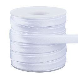 Белый 25m атласная отделка кантом, лента чонсам, украшение одежды, 1 пластиковые пустые катушки, белые, 1/4 дюйм (8 мм), около 27.34 ярдов (25 м) / комплект