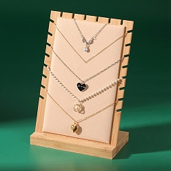 Peachpuff Bambus-Halsketten-Organizer-Ausstellungsständer, mit Samt, Rechteck, peachpuff, 17x9.5x24.5 cm