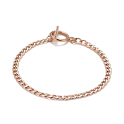 Розовое Золото Ионное покрытие (ip) 304 браслеты-цепочки из нержавеющей стали для женщин и мужчин, обуздать цепи браслеты, розовое золото , 8 дюйм (20.45 см)