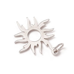 Platinum Brass Solar Eclipse Pendants, with Jump Rings, Long-Lasting Plated, Sun, Platinum, 21x18x1mm, Jump Ring: 5x0.7mm, Inner Diameter: 3.6mm