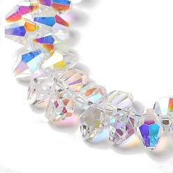 White AB Color Plated Electroplate Beads Strands, Faceted, Rhombus, White, 8.5x6mm, Hole: 0.9mm, about 98~99pcs/strand, 12.99~14.57''(33~37cm)