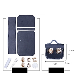 Полуночно-синий Набор мини-сумок для наушников своими руками, включая материалы сумки из искусственной кожи, с железными застежками, темно-синий, 6.3x7.6x3.6 см