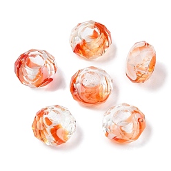 Сэнди Коричневый Два тона стеклянные европейские шарики, бусины с большим отверстием, граненые, шайба, песчаный коричневый, 14x8 мм, отверстие : 5.5~6 мм