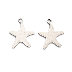 Нержавеющая Сталь Цвет 201 подвески из нержавеющей стали, морская звезда, без кадмия, без никеля и без свинца, цвет нержавеющей стали, 18x15.5x1 мм, отверстие : 1.8 мм
