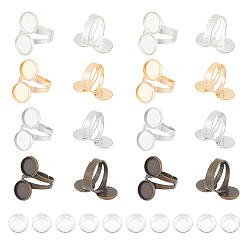 (52) Непрозрачная лаванда Набор для самостоятельного изготовления двойного куполообразного кольца, включая латунные кольца для манжет, Кабошоны из стекла, разноцветные, размер США 9 3/4 (19.5 мм) ~ размер США 11 (20.5 мм), 56 шт / коробка