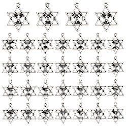 Античное Серебро 100 шт. Подвески из сплава в тибетском стиле, без кадмия и без свинца, звезда Давида, античное серебро, 25x19x1 мм, отверстие : 1.6 мм, 100 шт / комплект