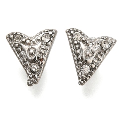 Платина Экологичное вакуумное покрытие PVD и долговечная латунь с покрытием и держателями со стразами, Без кадмия, без никеля и свинца, платина, 9x9 мм, штифты : 1 мм