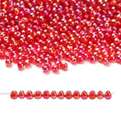 (DP254) Transparent Red AB Миюки 3.4мм капельные бусины, японский бисер, прозрачные цвета AB, (dp254) прозрачный красный ab, 3.4x3 мм, отверстие : 0.65 мм, Около 8100 шт / 450 г