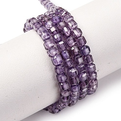 Фиолетовый Бусины из кубического циркония, граненый куб, фиолетовые, 3x3x3 мм, отверстие : 0.6 мм, около 115 шт / нитка, 14.17'' (36 см)