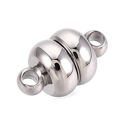 Нержавеющая Сталь Цвет Магнитные застежки, нержавеющая сталь 304, двойная рондель, цвет нержавеющей стали, 12x7 мм, отверстие : 1.8 мм