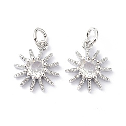 Платина Латунь прелести циркония кубической, с целью перехода в кольце, долговечный, без свинца и без кадмия, солнце, Реальная платина, 13.5x11.5x3.4 мм