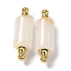 Quartz Crystal Natural Quartz Crystal Connector Charms, with Golden Plated 304 Stainless Steel Findings, Column Links, 36x12mm, Hole: 1.2~1.4mm