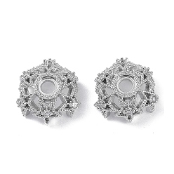 Платина Латунные колпачки для бусин из микропаве с кубическим цирконием, без кадмия, без никеля и без свинца, цветок, платина, 12x11.5x5 мм, отверстие : 2 мм