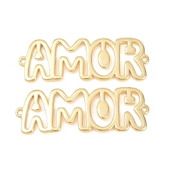 Золотой Латунный полый соединительный кулон, слово любовь ссылки, долговечный, стойки покрытие, без свинца и без кадмия, золотые, 14x41x2 мм, отверстие : 1.4 мм