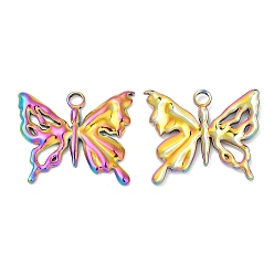 Rainbow Color 304 подвески из нержавеющей стали, очарование бабочки, Радуга цветов, 21x25x2 мм, отверстие : 3 мм
