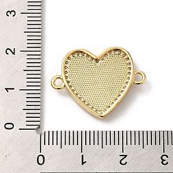 Real 18K Gold Plated Rack Plating Brass Micro Pave Clear Cubic Zirconia Connector Charms, Heart Links with Synthetic Opal, Lead Free & Cadmium Free, Long-Lasting Plated, Real 18K Gold Plated, 18x23.5x3.4mm, Hole: 1.8mm