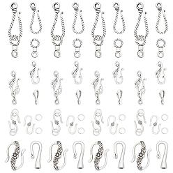 Antique Silver Tibetan Style Alloy S-Hook Clasps, Cadmium Free & Lead Free, Antique Silver, 100pcs/box