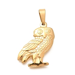 Золотой 201 подвески из нержавеющей стали, очарование совы, ионное покрытие (ip), золотые, 30.5x25x3.5 мм, отверстие : 10x5 мм