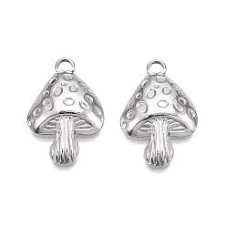 Нержавеющая Сталь Цвет Не тускнеющие 304 подвески из нержавеющей стали, грибное очарование, цвет нержавеющей стали, 23.5x15.5x4 мм, отверстие : 1.8 мм