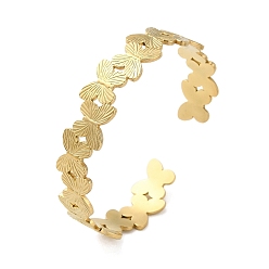 Настоящее золото 18K 304 женские браслеты с открытой манжетой-бабочкой из нержавеющей стали, реальный 18 k позолоченный, внутренний диаметр: 2-1/4 дюйм (5.7 см), 12 мм