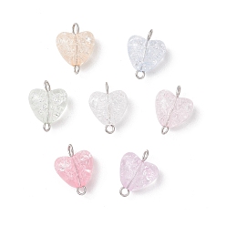 Нержавеющая Сталь Цвет Прозрачные акриловые подвески, сердце, с 304 петлями из нержавеющей стали, цвет нержавеющей стали, 15x11x6.5 мм, отверстие : 1.8 мм