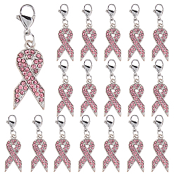 Платина 20 шт. Информационная лента в форме сплава розы со стразами подвесные украшения, с карабин-лобстерами , платина, 40 мм