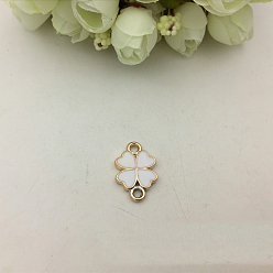 Белый Дым Соединители ccb пластиковые ссылки, с эмалью, золотые, клевер, серый, 22x14.5x3 мм