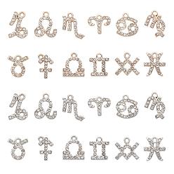 Gemischte Farbe 2 Sets 2 Farben Legierung Strass Anhänger, Konstellation, cadmiumfrei und bleifrei, Gemischte Farbe, 12 mm, 12 Stück / Set, 1set / Farbe