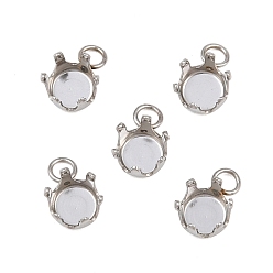Нержавеющая Сталь Цвет 304 подвески-подвески из нержавеющей стали со стразами, плоско-круглые, цвет нержавеющей стали, лоток : 4.5 мм, 8.5x6x4.5 мм, отверстие : 1.8 мм